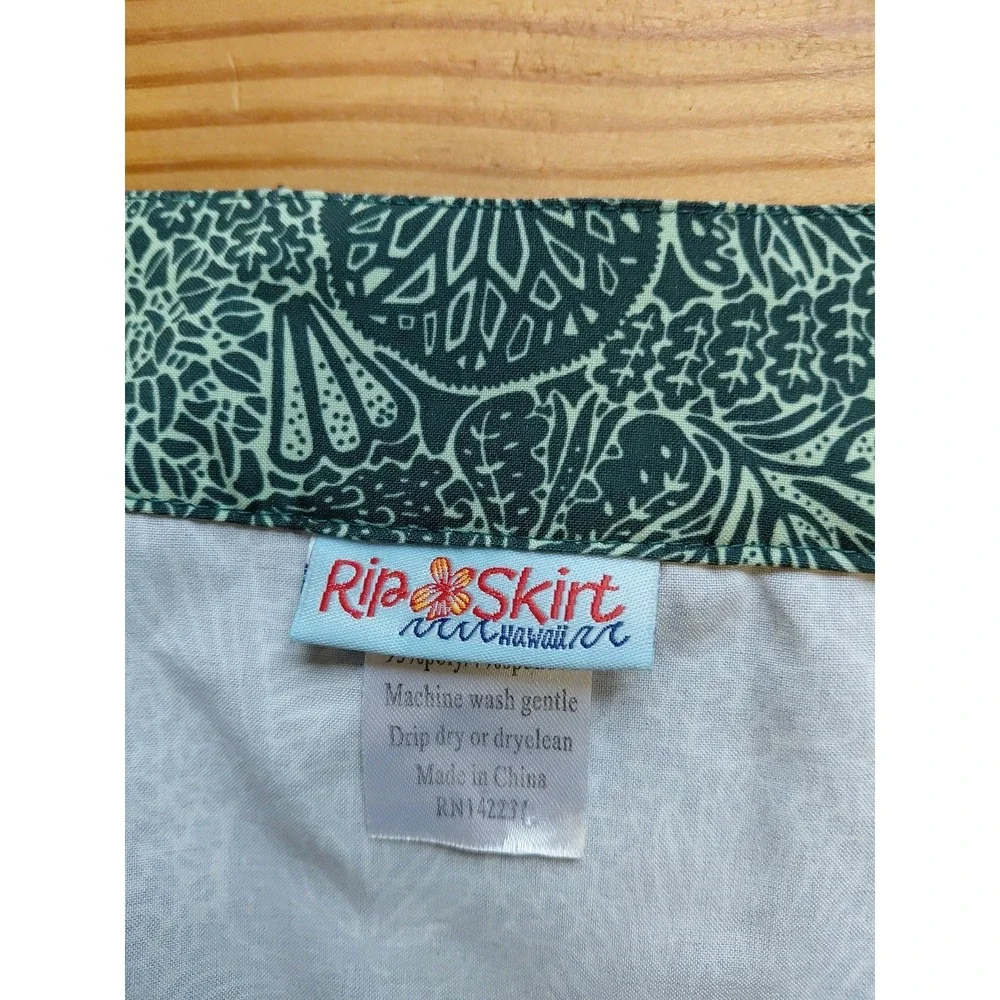 Womens Rip‎ Skirt Hawaii  Beach Wear  Green Print Size Small Long